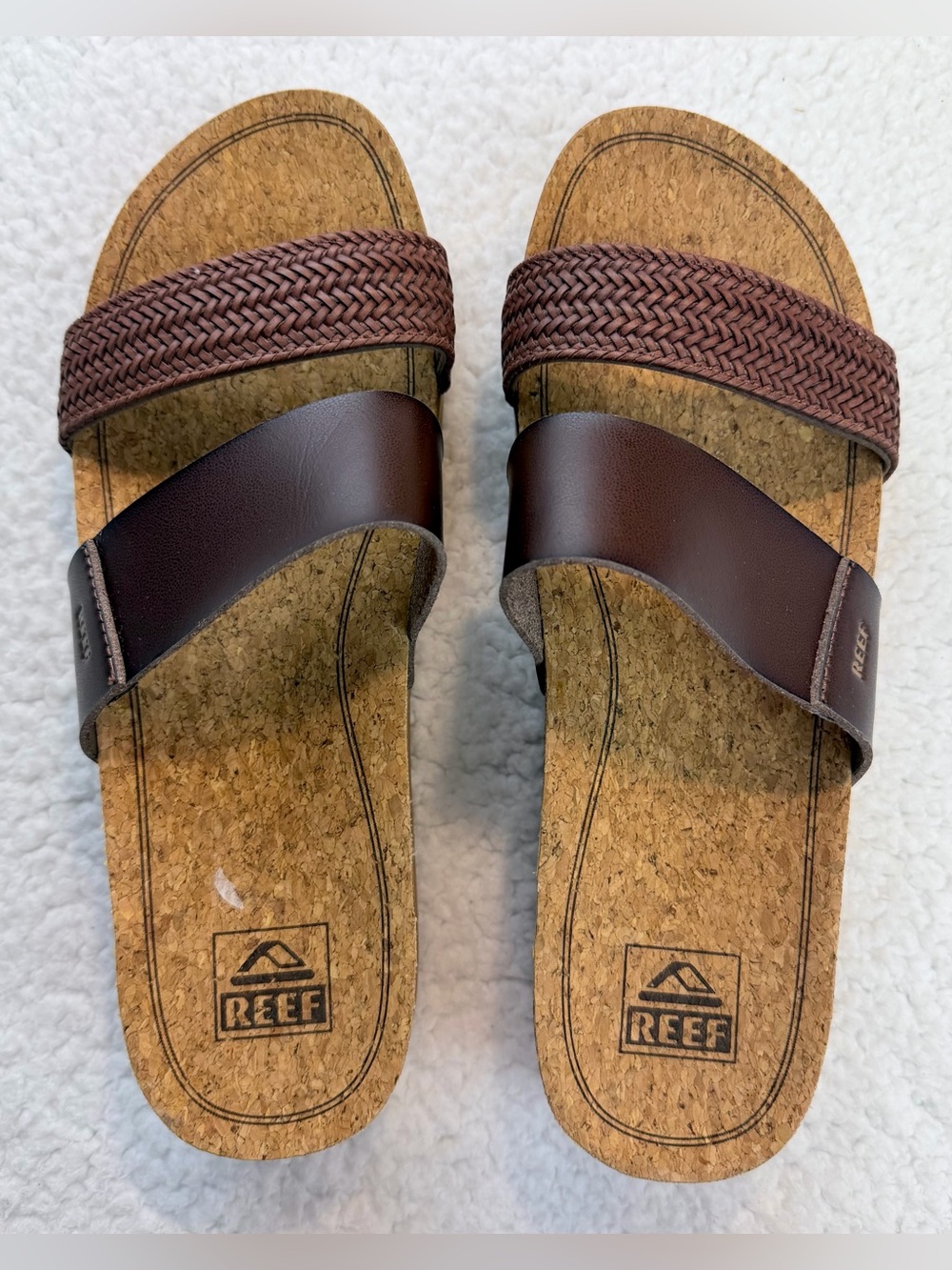 REEF • Brown Cushion Vista Hi Dual-Strap Braided Platform Slide Sandals, 10 - Picture 11 of 16